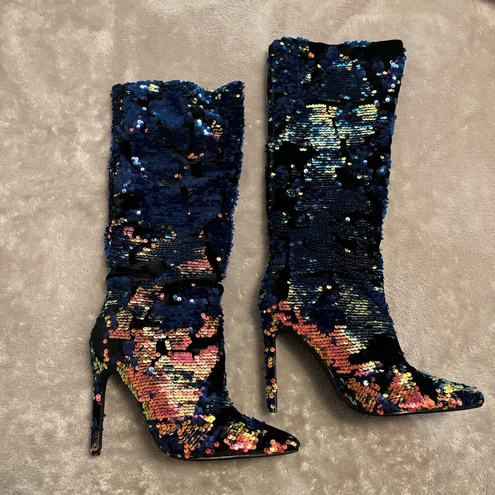 Knee High Sequin Boots